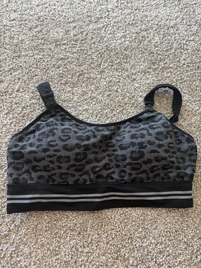Gray Leopard-Print Seamless Nursing Bralette, Pumping Bra